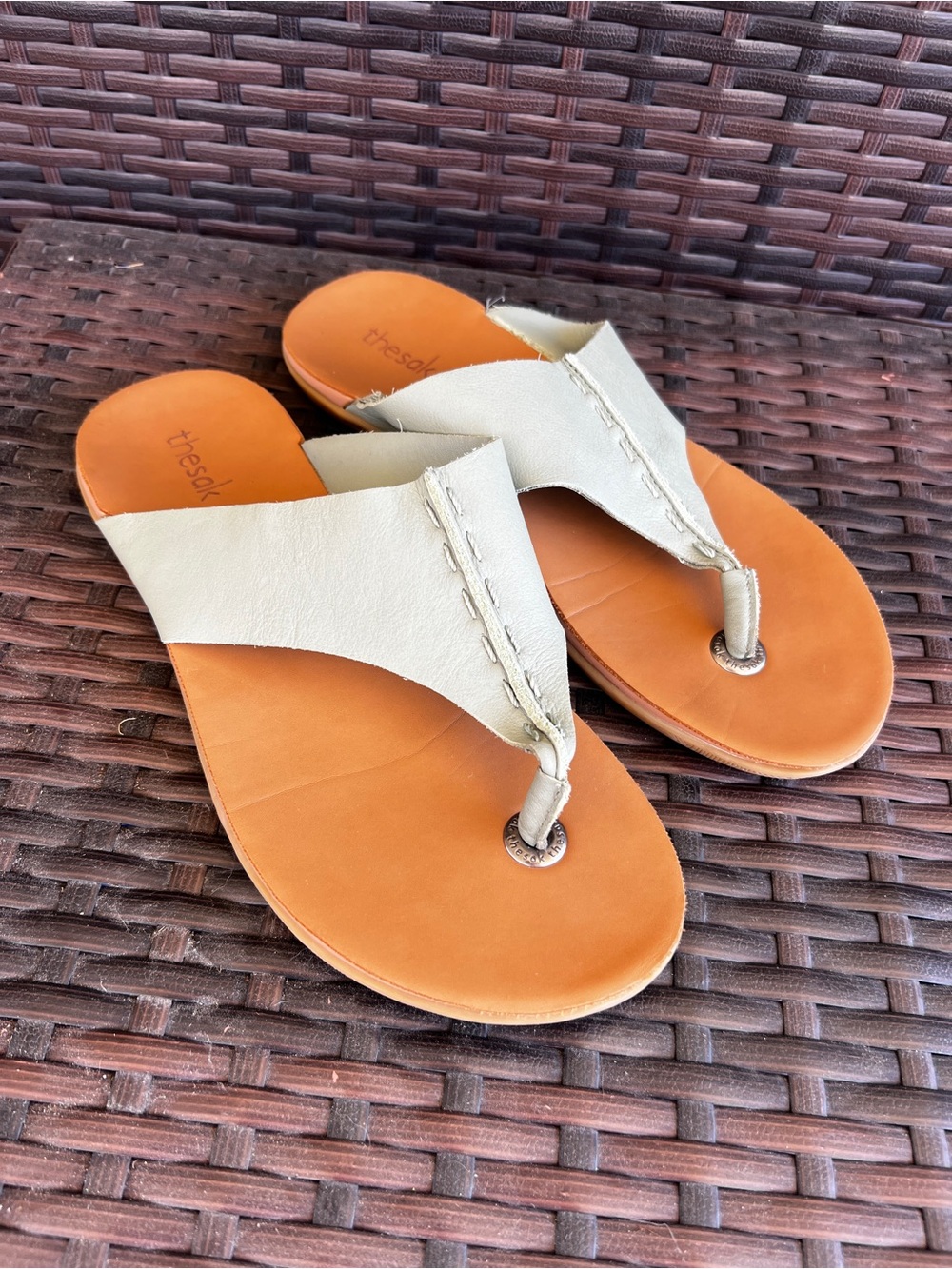 Women’s The Sak Sage Green Leather Thong Boho Sandals
